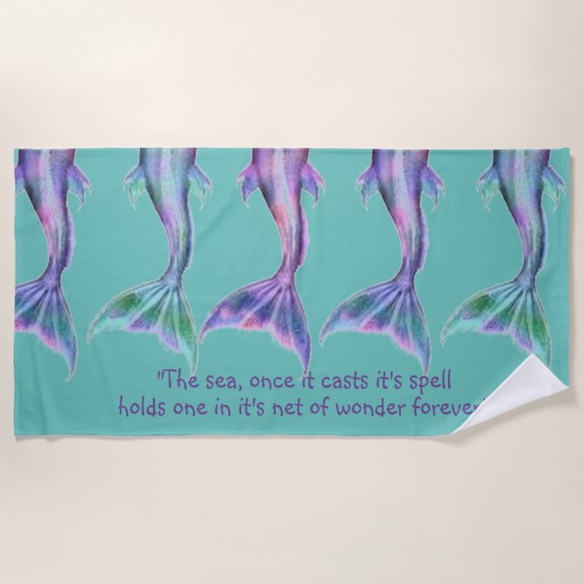 Toalha De Praia Sereia Personalizada Tails Beach Towel (Frente)