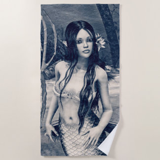 Toalha De Praia Sereia Vintage Foto Antiga Arte Fantasia
