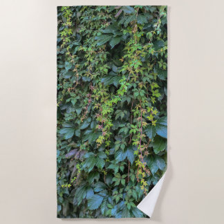 Toalha De Praia Serene Green Ivy Wall Prendendo Folhas de Plantas 
