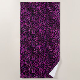Toalha De Praia Série de Design Leopardo Roxo e Dourado 3