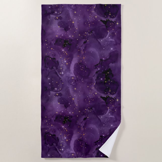Toalha De Praia Série Design Galáxia Roxa 8  (Frente)