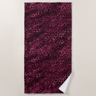 Toalha De Praia Série Leopard Burgundy e Dourada Design 9