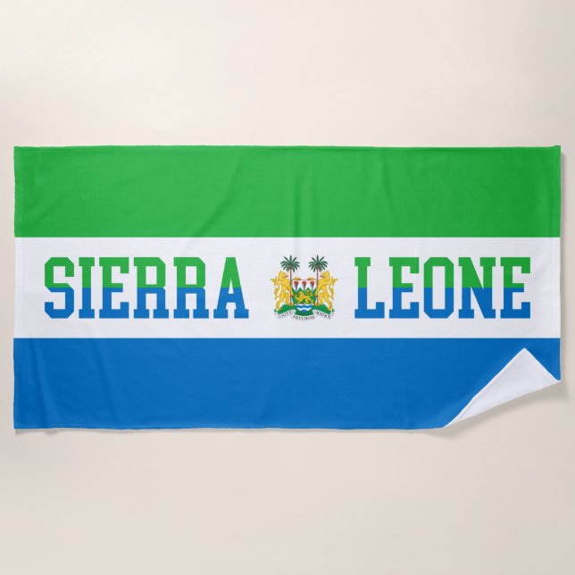 Toalha De Praia Serra Leoa Bandeira e Emblem Beach Towel (Frente)