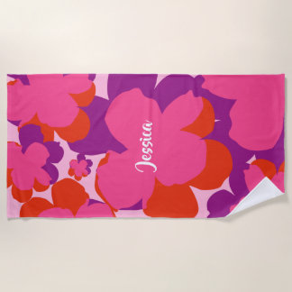 Toalha De Praia Serviette de plage Popflower rose/violet