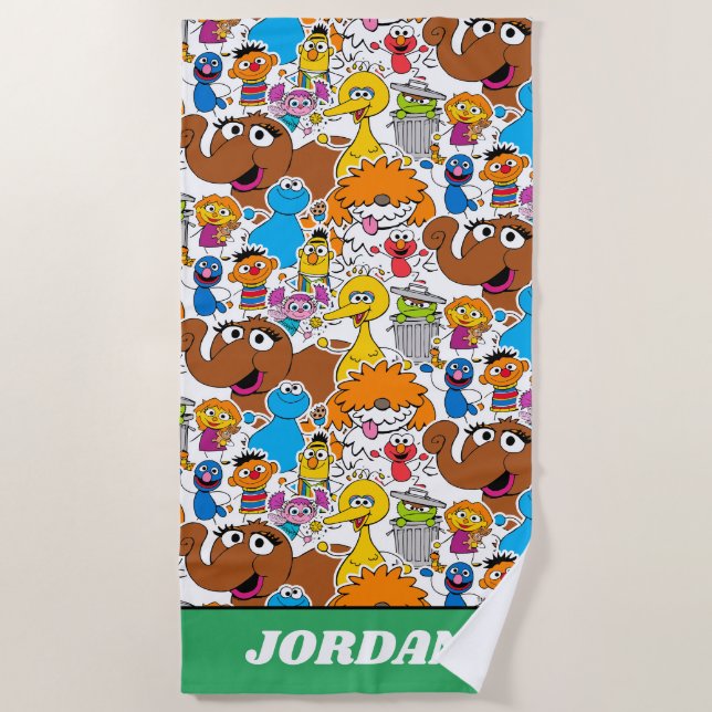 Toalha De Praia Sesame Street Pals Doodley Pattern (Frente)