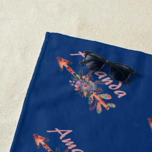 Toalha De Praia Setas florais personalizadas