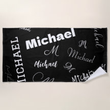 Seu nome e monograma padrão personalizado preto