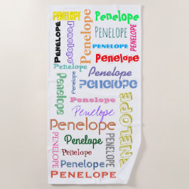 Toalha De Praia Seu Nome Palavra Divertimento em Nuvem Tipografia