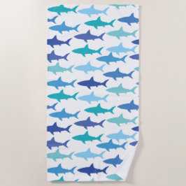 Toalha De Praia Sharks Silhuettes Shades de Azul 