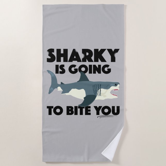 Toalha De Praia Sharky Vai Mordê-Lo Design - Beach Towel (Frente)