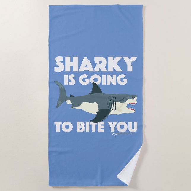 Toalha De Praia Sharky Vai Mordê-Lo Design - Beach Towel (Frente)