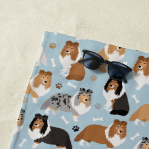 Toalha De Praia Sheltie Bones e patas