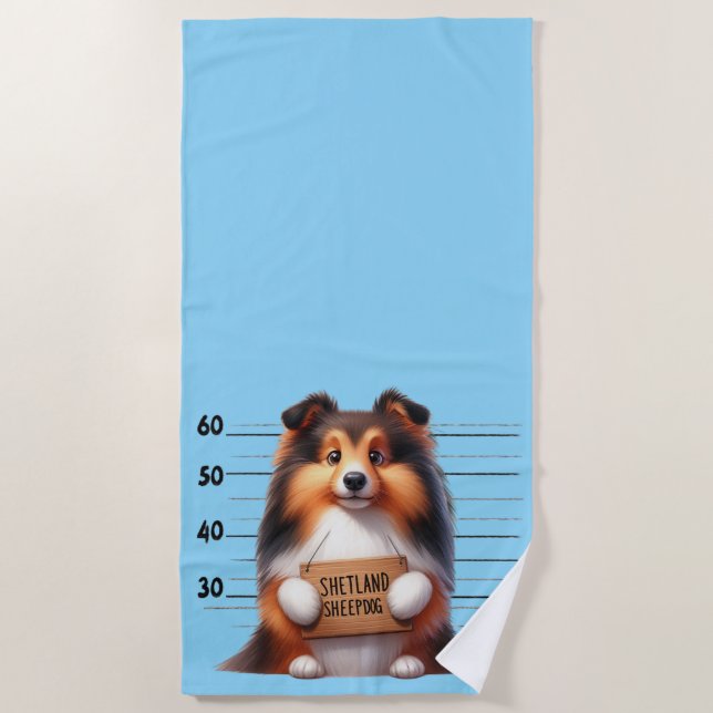 Toalha De Praia Shetland Sheepdog Travesso (Frente)