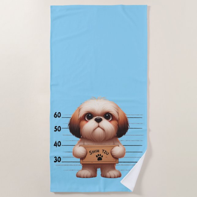 Toalha De Praia Shih Tzu Travesso (Frente)
