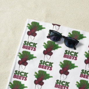 Toalha De Praia SICK BEETS Engraçado Vegetariano Vermelho Músico d