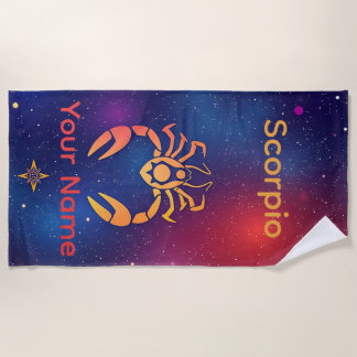Toalha De Praia Signo de Astronomia Personalizado Escorpião