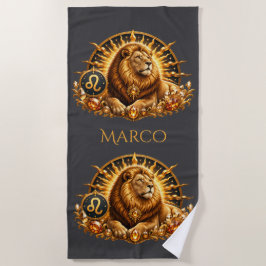 Toalha De Praia Signo Zodiacal Leão Personalizado