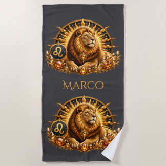 Toalha De Praia Signo Zodiacal Leão Personalizado