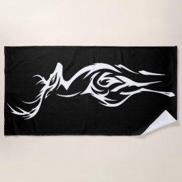 Toalha De Praia Silhueta de Veado Tribal Design Minimalista Preto 