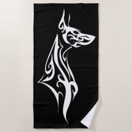 Toalha De Praia Silhueta Tribal de Doberman Design Minimalista