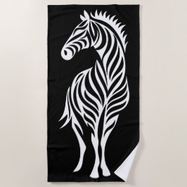 Toalha De Praia Silhueta Tribal de Zebra Design Animal Minimalista