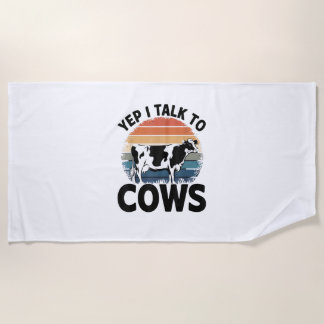 Toalha De Praia Sim, Eu Falo Com Vacas Engraçadas Vintage Dairy Fa