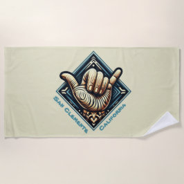 Toalha De Praia Símbolo da Mão de Surfer