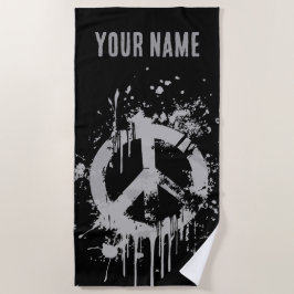 Toalha De Praia Símbolo da Paz Grunge – Design de Arte de Rua Urba