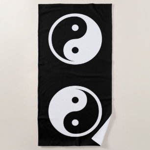 Toalha De Praia Símbolo Yin Yang - desenho de tatuagem sólido 2