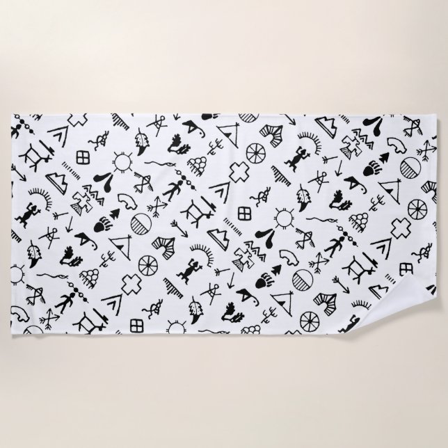 Toalha De Praia Símbolos de Imagem Nativa Americana (Frente)