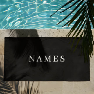 Toalha De Praia Simples Preto Personalizado Adicionar Seu Nome Ele