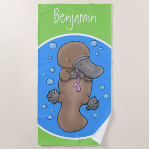 Toalha De Praia Simulação de platypus de bebê feliz e bonito