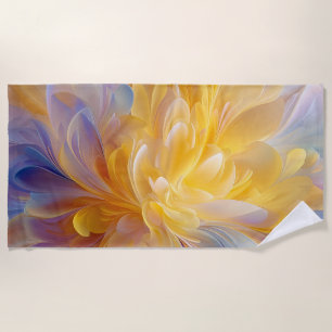 Toalha De Praia Sinfonia Dourada de Pétalas Abstratas em Flor