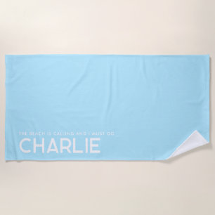 Toalha De Praia Sky Blue Personalised Slogan Beach Towel