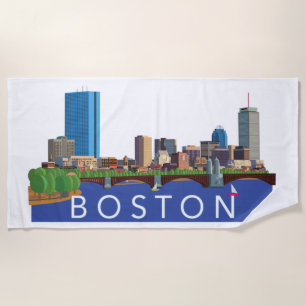 Toalha De Praia Skyline brincalhão e original de Boston da