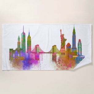 Toalha De Praia Skyline de Nova York - Arco-íris