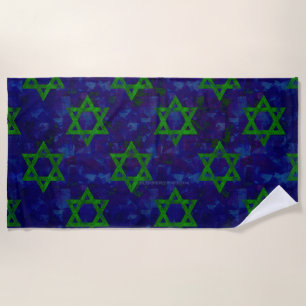 Toalha De Praia SlipperyJoe's Hanukkah fileiras verdes Estrelas de