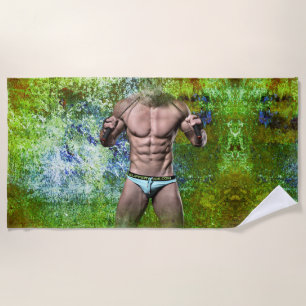 Toalha De Praia SlipperyJoe's homem adulto altamente musculoso sem