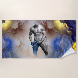 Toalha De Praia SlipperyJoe's Man Steamy shirtless abs sexpack