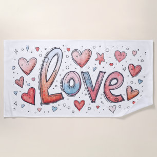 Toalha De Praia Slogan de Amor de Bela Escrivação