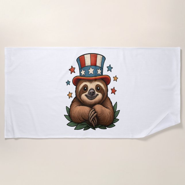 Toalha De Praia Sloth 4 de julho (Frente)