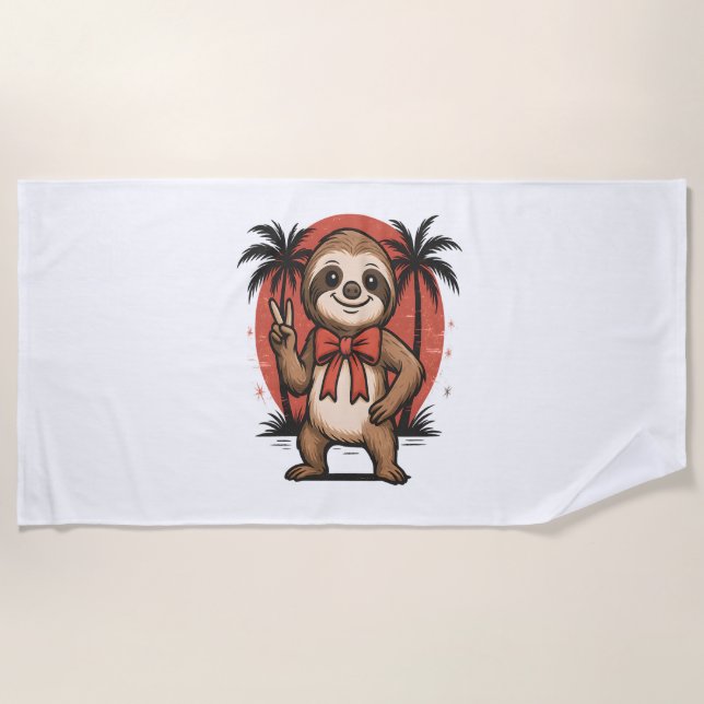 Toalha De Praia Sloth Summer Beach Rocking (Frente)