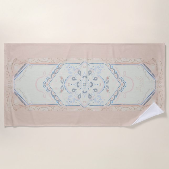 Toalha De Praia small,CUSTOM NAME Delicate Seashell (Frente)