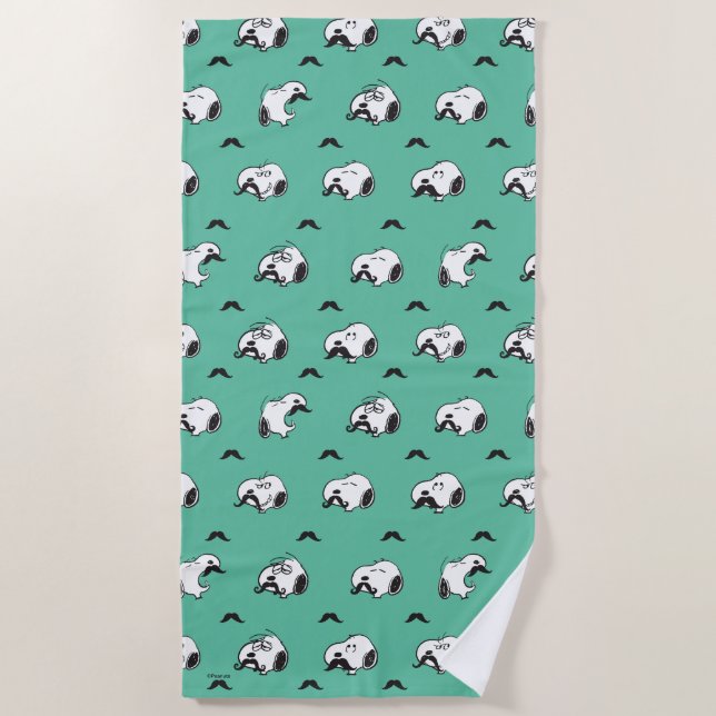 Toalha De Praia Snoopy Mustaches & Teal Patterno (Frente)