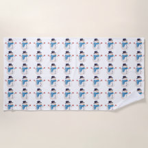 Snowman Winter Beach Towel