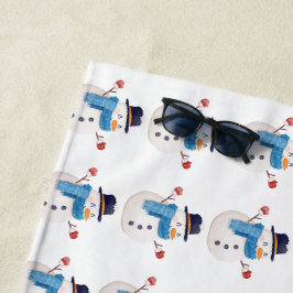 Toalha De Praia Snowman Winter Beach Towel
