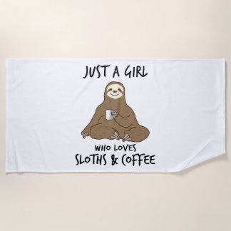 Toalha De Praia Só uma garota que ama café da Sloths