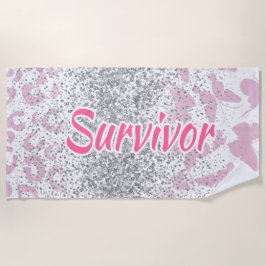 Toalha de Praia Sobrevivente Rosa - Câncer de Mama