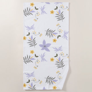 Toalha De Praia Soft Purple & Yellow Floral Beach Towel