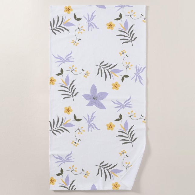 Toalha De Praia Soft Purple & Yellow Floral Beach Towel (Frente)